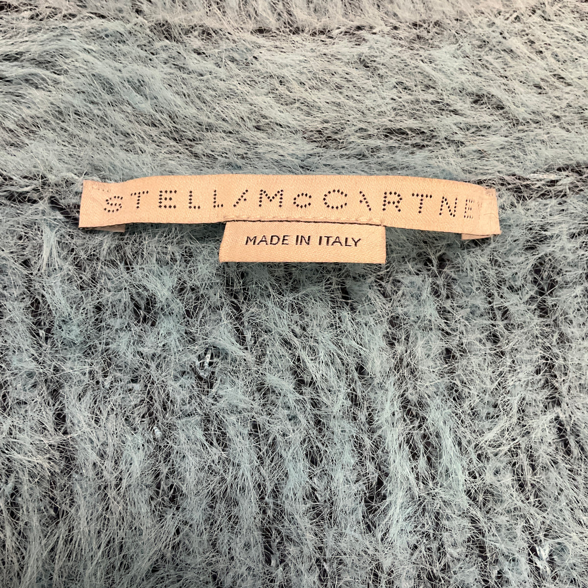 Stella McCartney Turquoise Fuzzy Wool Knit Cardigan Sweater