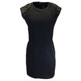 Load image into Gallery viewer, Yigal Azrouel Black Bejeweled Mesh Detail Knit Dress
