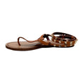 Load image into Gallery viewer, Valentino Tan Leather Rockstud Flat Sandal with Ankle Strap
