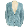 Load image into Gallery viewer, Stella McCartney Turquoise Fuzzy Wool Knit Cardigan Sweater
