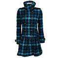 Load image into Gallery viewer, Burberry Navy Blue / Light Blue Double Breasted Plaid Wool Coat
