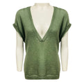 Load image into Gallery viewer, Dries Van Noten Green Short Sleeved V-Neck Mohair Wool Knit Sweater
