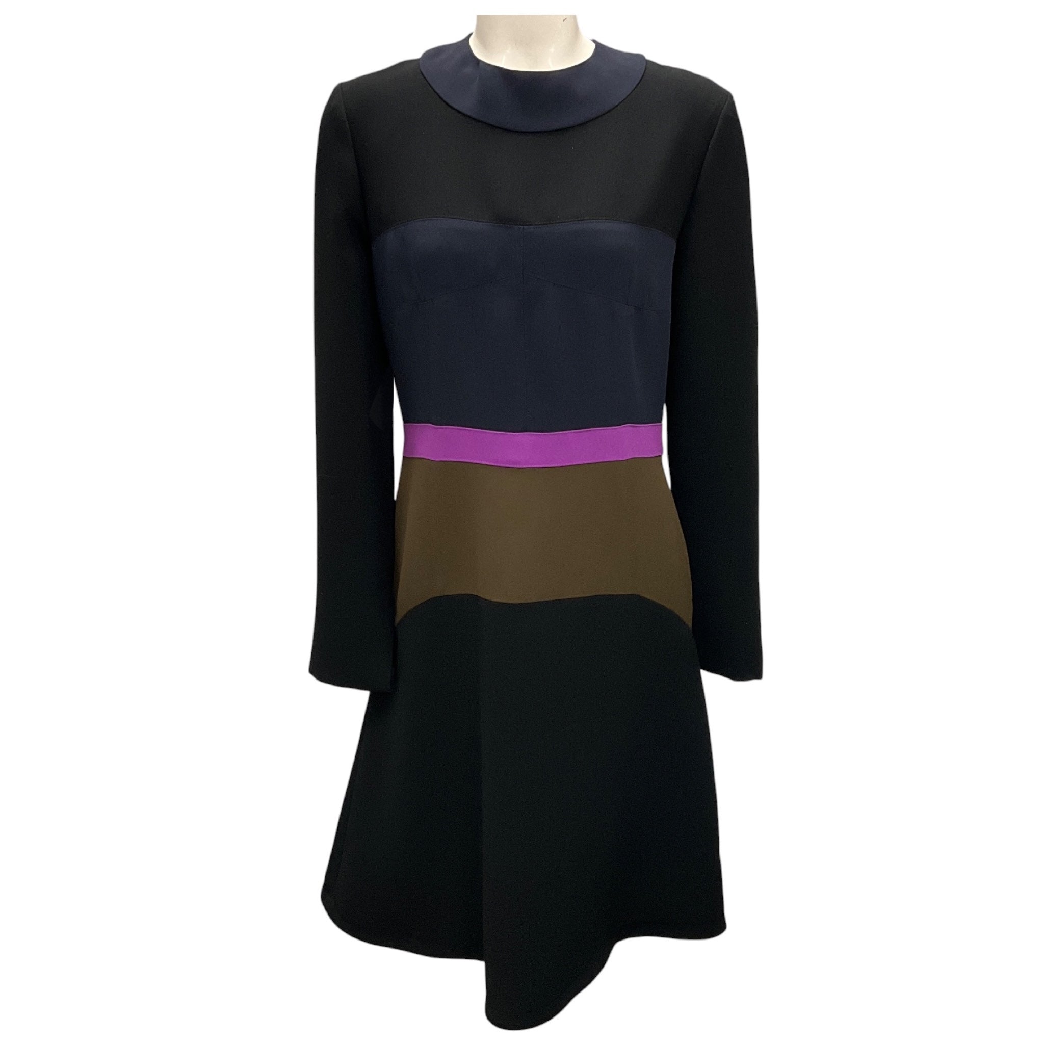 Marni Navy / Olive / Magenta Colorblock Midi Dress
