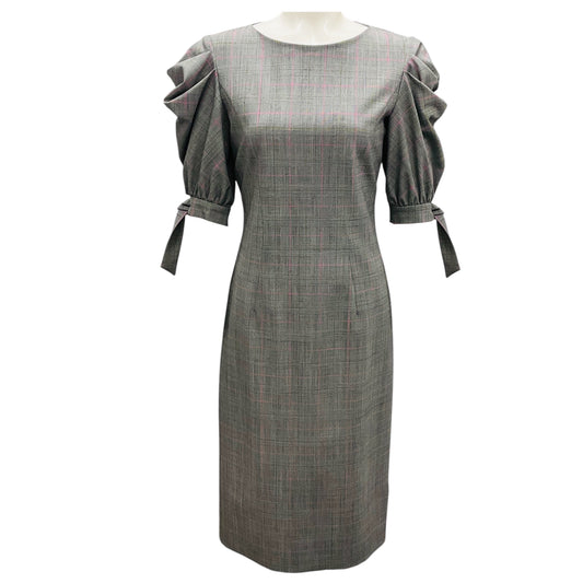 Alberta Ferretti Black / White / Pink Multi Puff Sleeved Midi Dress