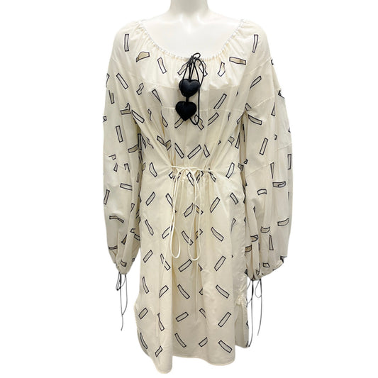 Lanvin Ivory / Black Cut-Out Detail Cotton Tunic Dress