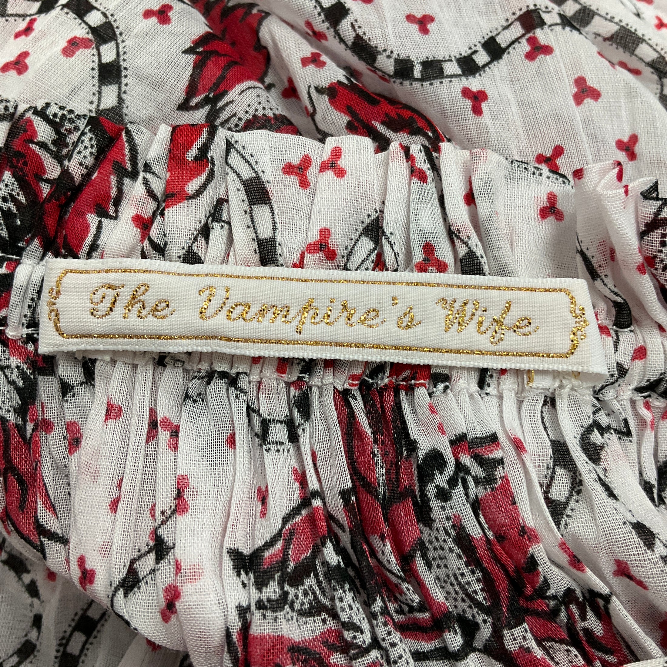 The Vampire's Wife White / Red / Black Multi Floral Printed Cotton Maxi Dress with Belt