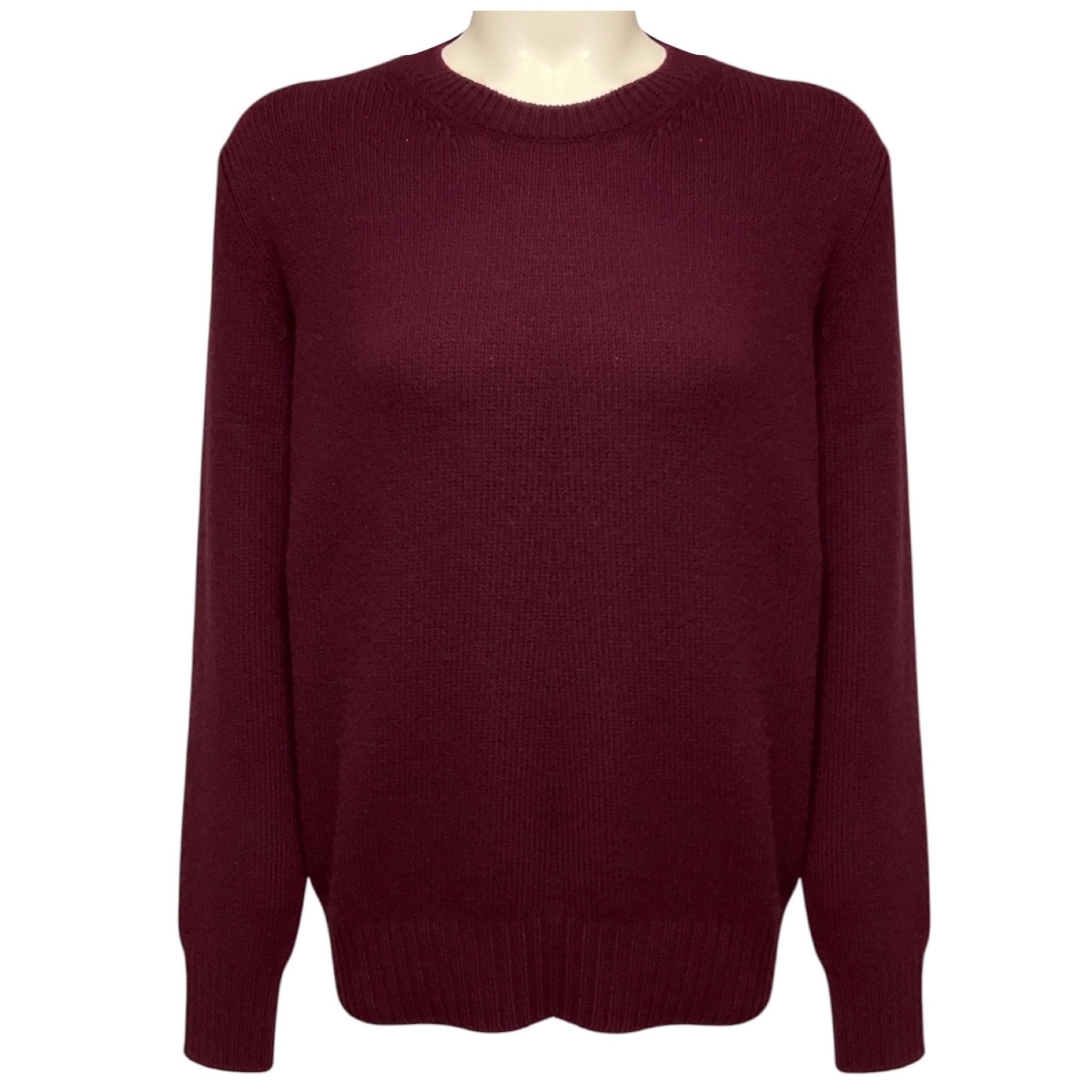 Prada Burgundy Triangle Logo Wool and Cashmere Knit Sweater