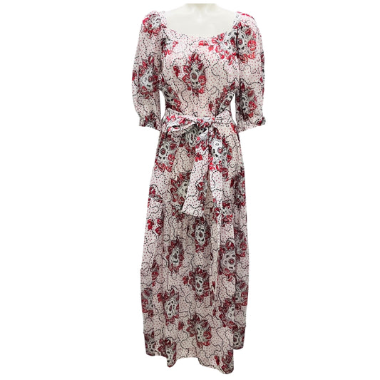 The Vampire's Wife White / Red / Black Multi Floral Printed Cotton Maxi Dress with Belt