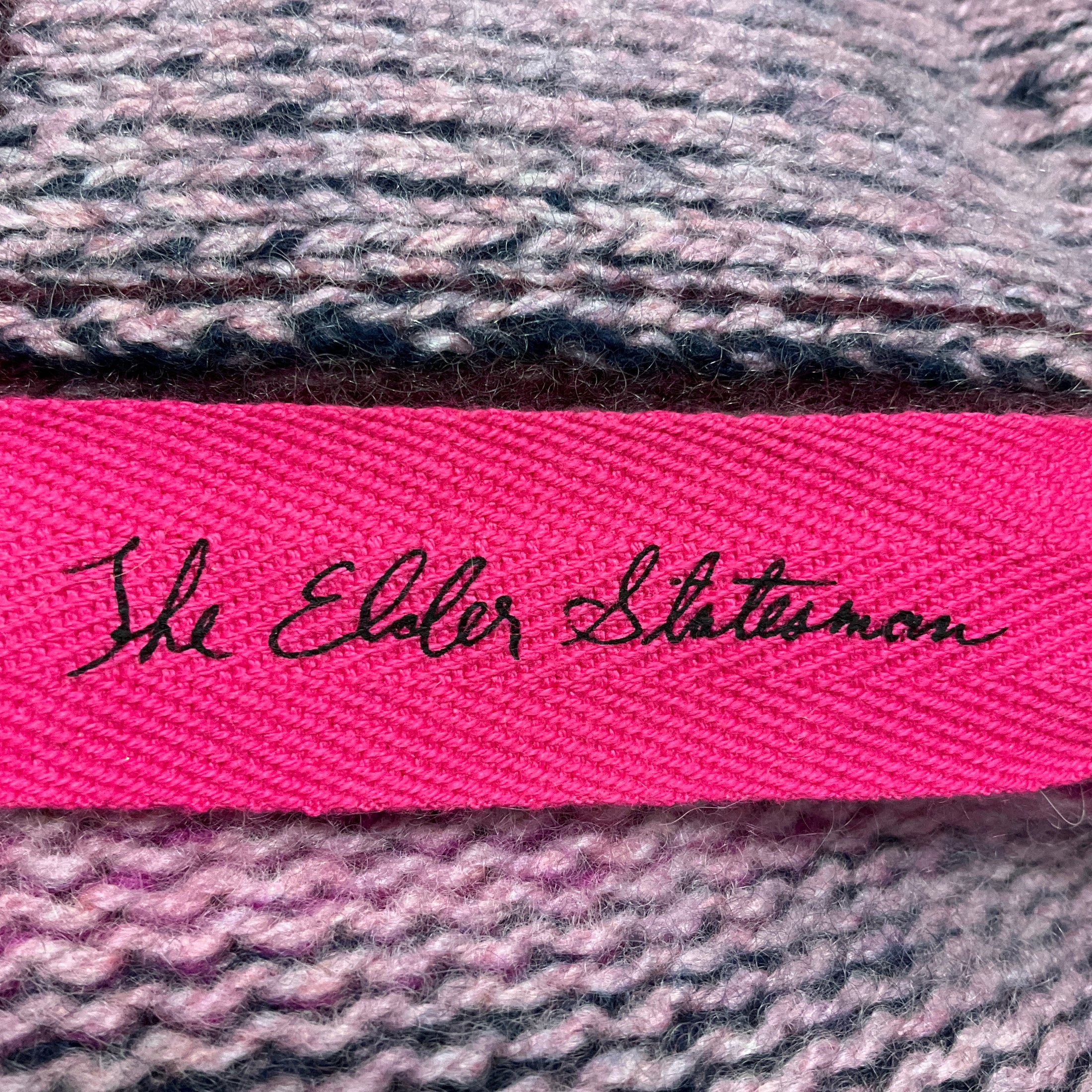 The Elder Statesman Magenta / Pink Multi Striped Cashmere Knit Long Cardigan Sweater with Belt
