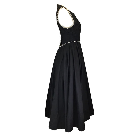 Aje. Black Florence Pearl Trim Midi Dress