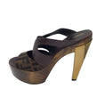 Load image into Gallery viewer, Fendi Brown FF Monogram Wood Platform Sandals
