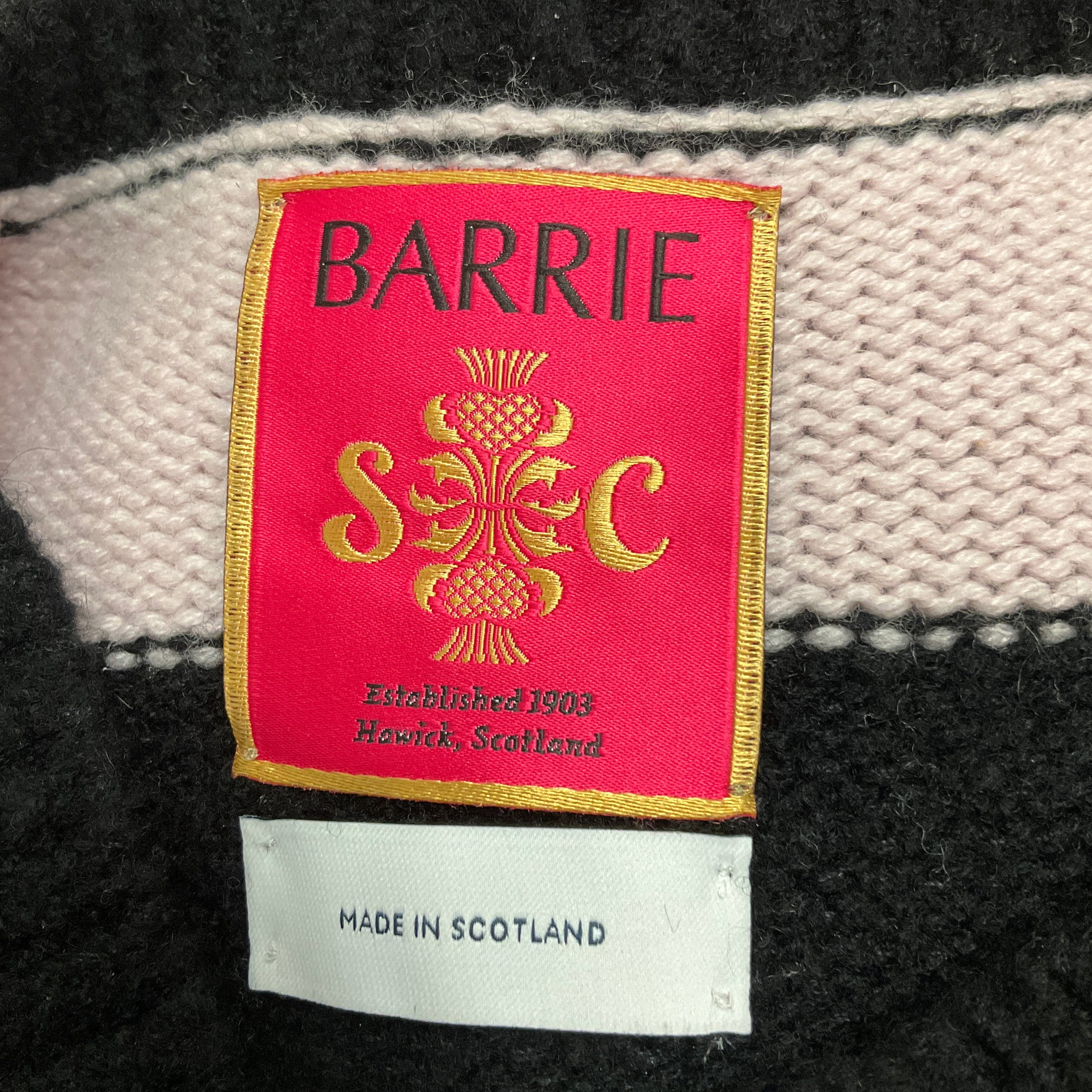Barrie x Sofia Coppola Pink / Black Striped Cashmere Knit Sweater
