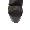 Load image into Gallery viewer, Fendi Brown FF Monogram Wood Platform Sandals
