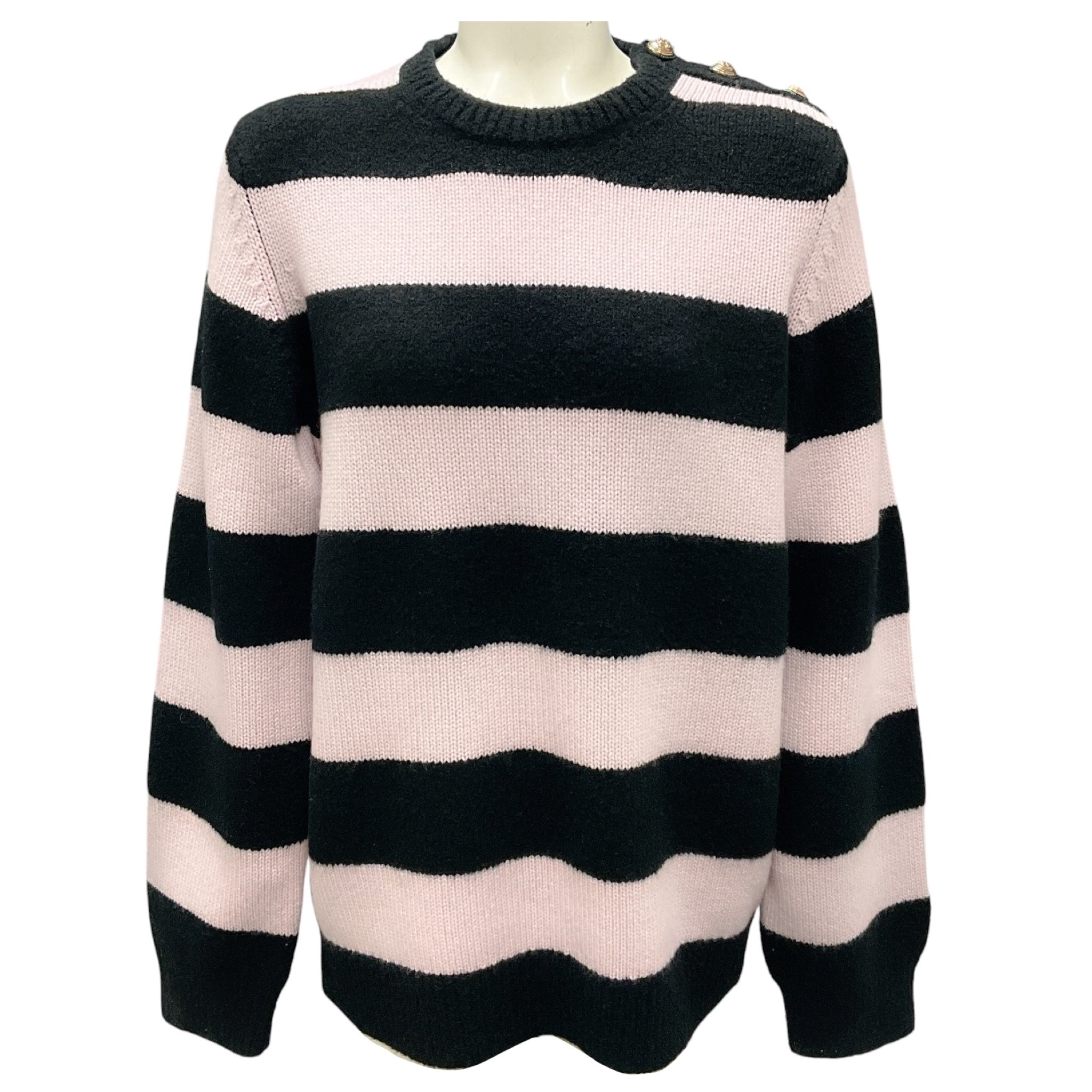 Barrie x Sofia Coppola Pink / Black Striped Cashmere Knit Sweater