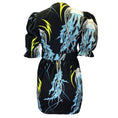 Load image into Gallery viewer, Marco Bologna Black / Blue Multi Printed Belted Puff Sleeved Cotton Mini Dress
