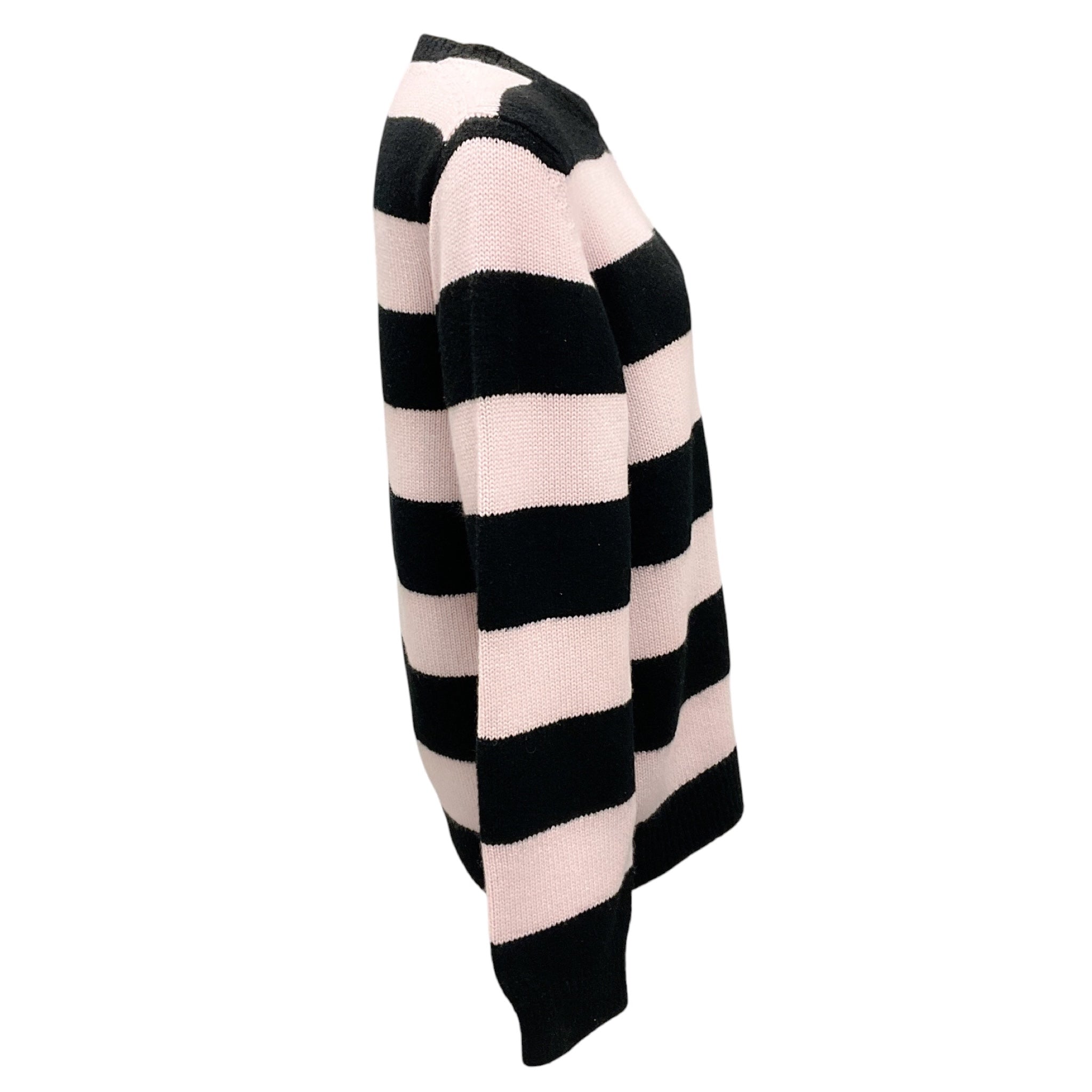 Barrie x Sofia Coppola Pink / Black Striped Cashmere Knit Sweater