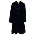 Load image into Gallery viewer, Comme des Garcons Navy Blue Button Front Mid-Length Velvet Coat
