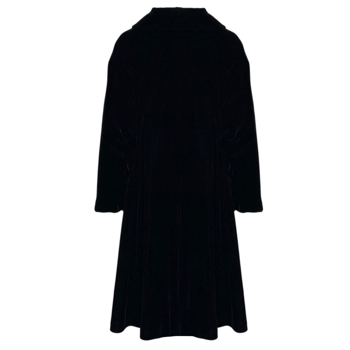 Comme des Garcons Navy Blue Button Front Mid-Length Velvet Coat