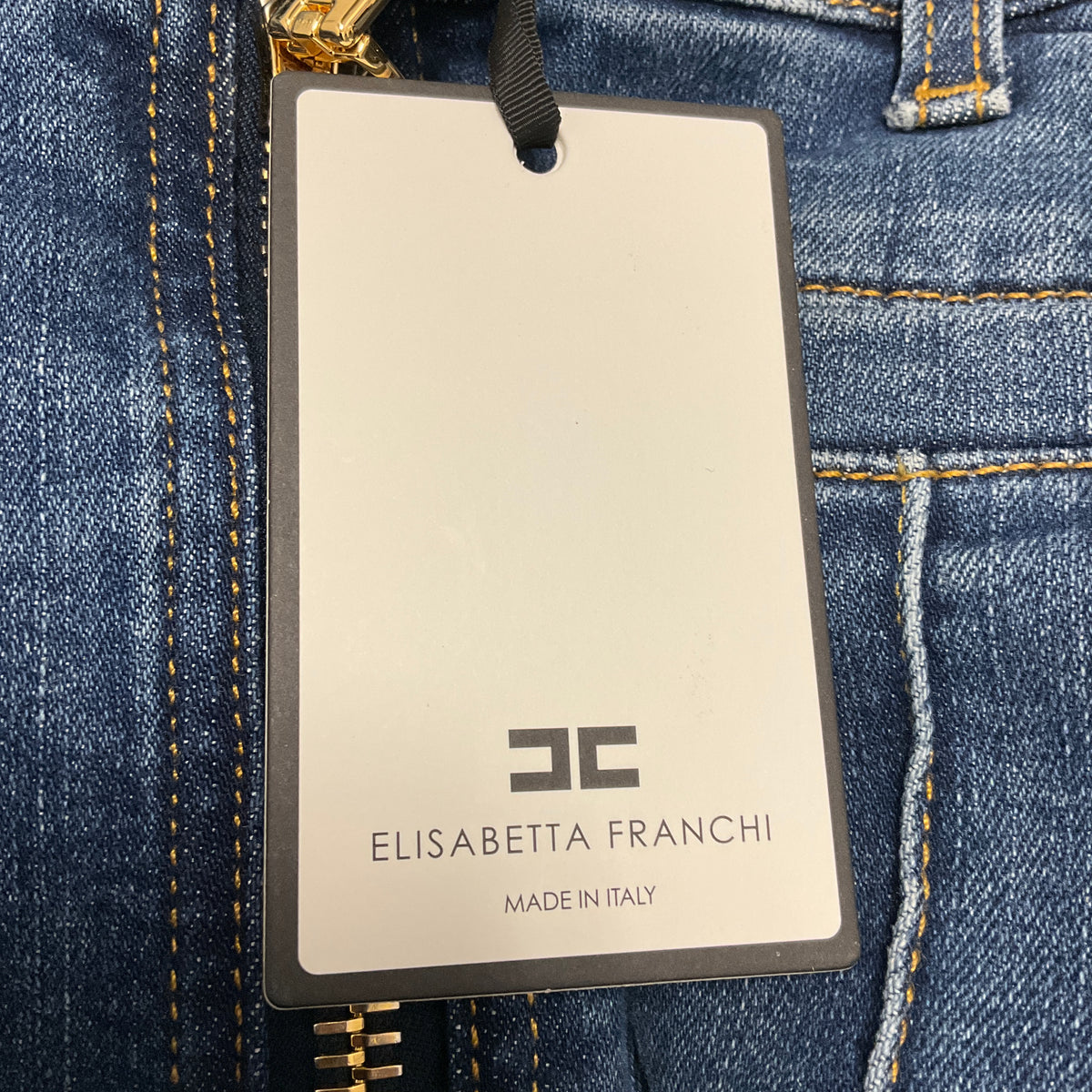 Elisabetta Franchi Blue Vintage Denim Bootcut Jeans with Zip NWT