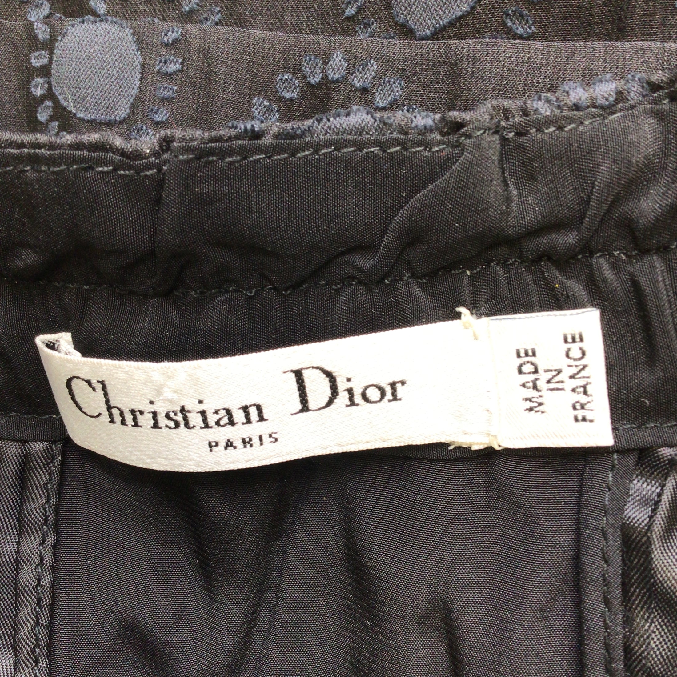 Christian Dior Black Circle Print Cotton and Silk Skirt