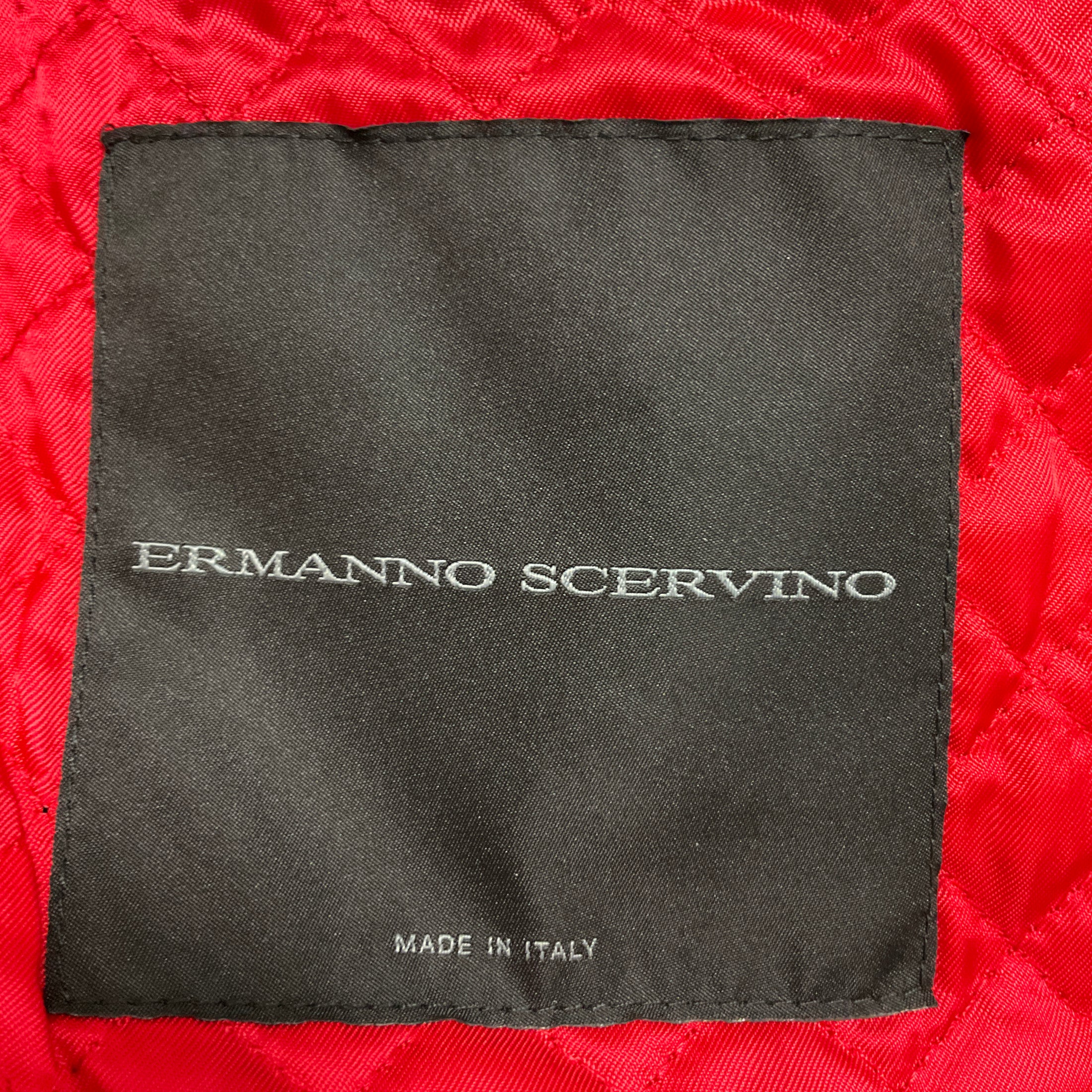Ermanno Scervino Black / Red / Blue Multi Plaid Double Breasted Mid-Length Wool Coat