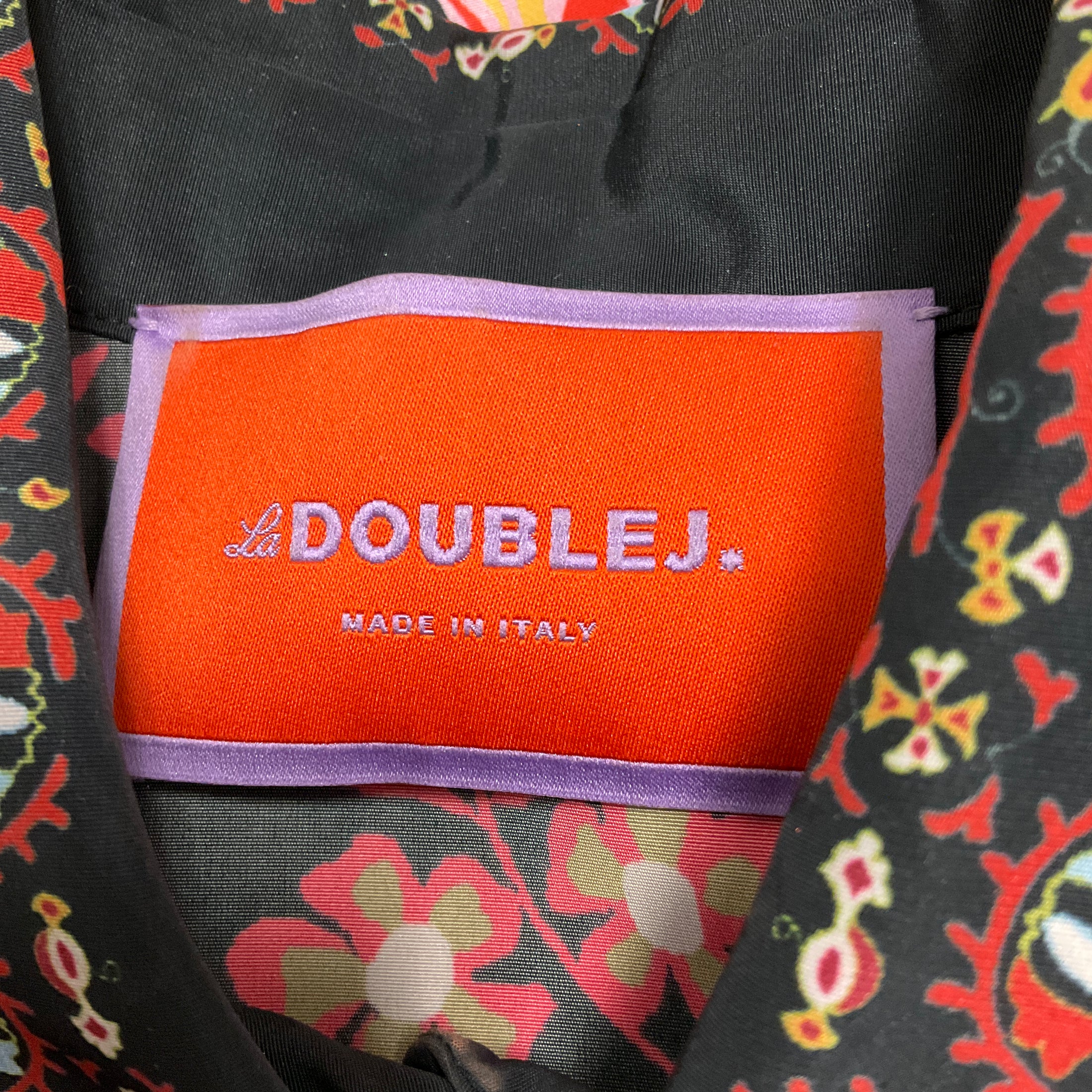 La DoubleJ Black / Red / Green Multi Printed Short Sleeved Choux Dress