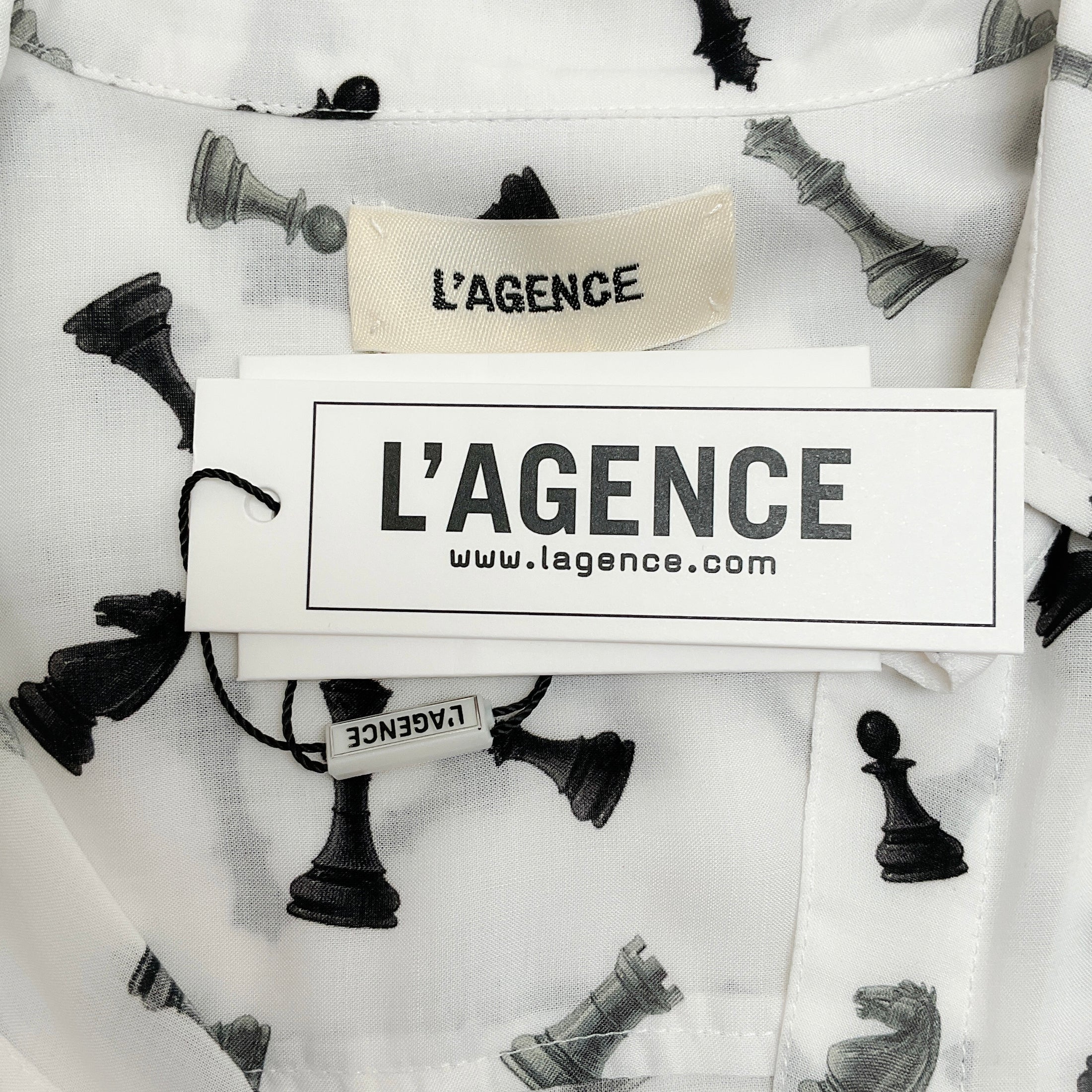 L'Agence White / Black Chess Piece Camille Blouse