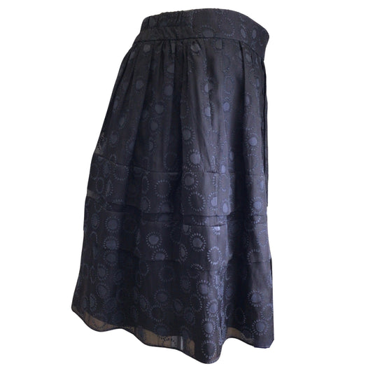 Christian Dior Black Circle Print Cotton and Silk Skirt
