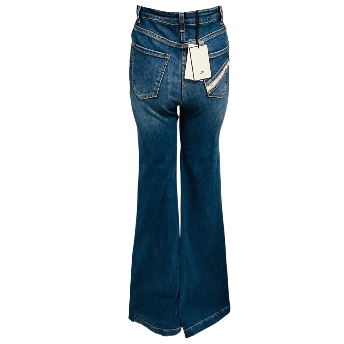 Elisabetta Franchi Blue Vintage Denim Bootcut Jeans with Zip NWT