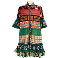 Load image into Gallery viewer, La DoubleJ Black / Red / Green Multi Printed Short Sleeved Choux Dress
