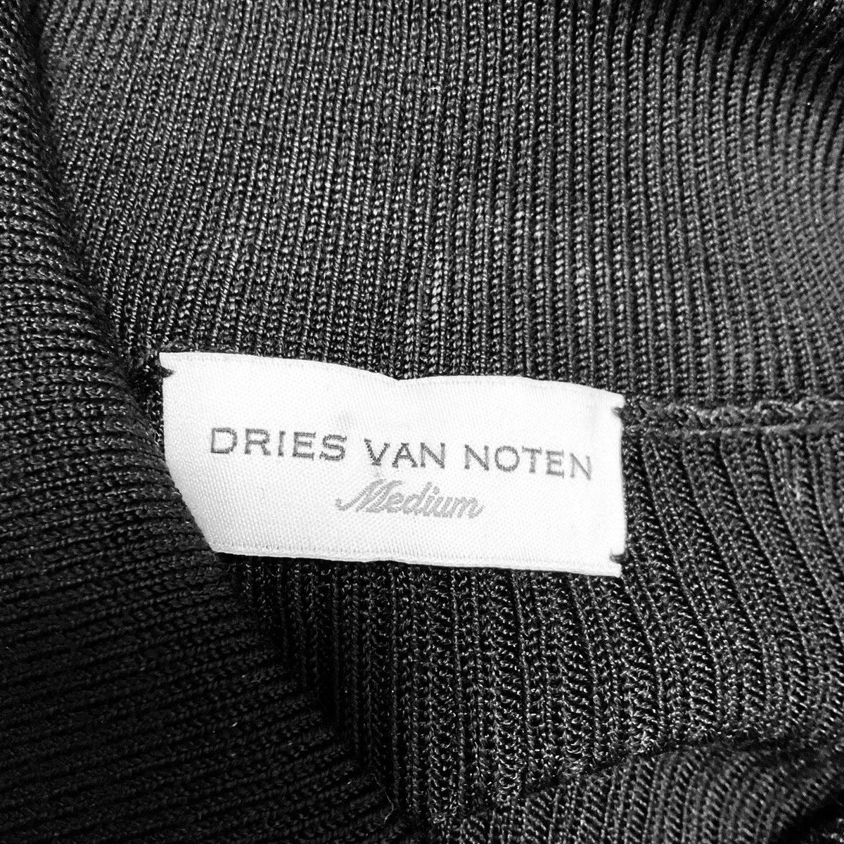 Dries Van Noten Black / White Ruffled Viscose Knit Cardigan Sweater