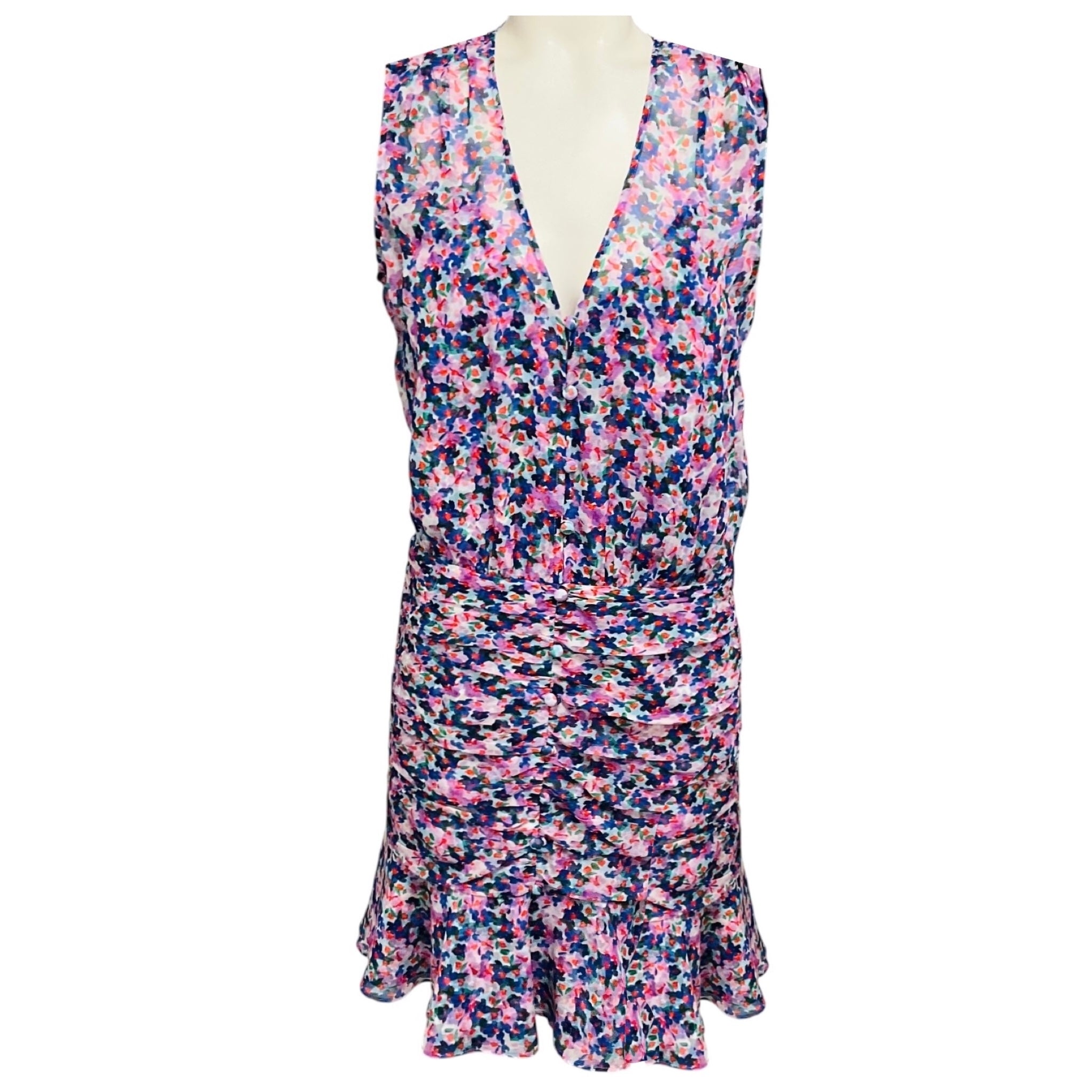 Veronica Beard Cream Multi Cayson Floral Silk Mini Dress
