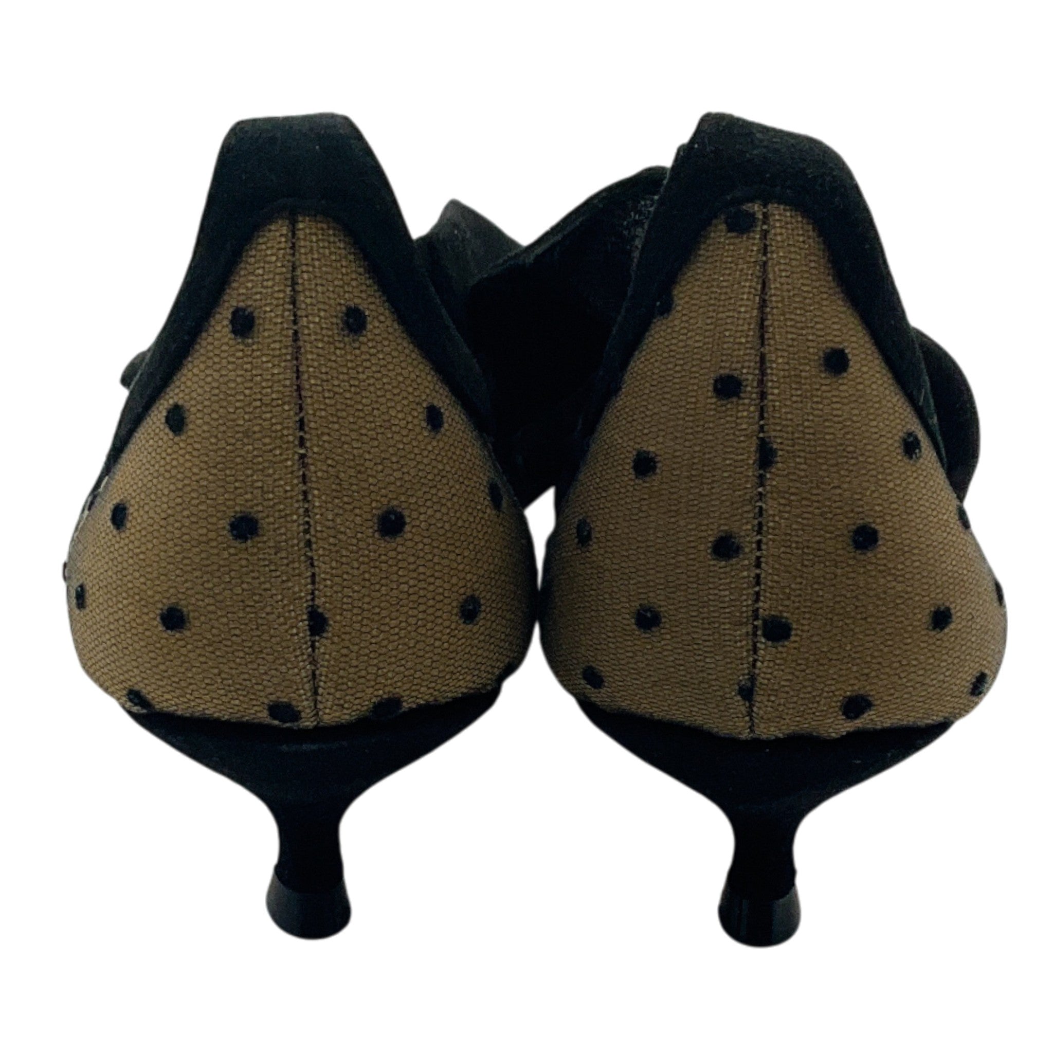 Christian Dior Black Mesh Kitten Heel Pumps with Suede Ankle Ties