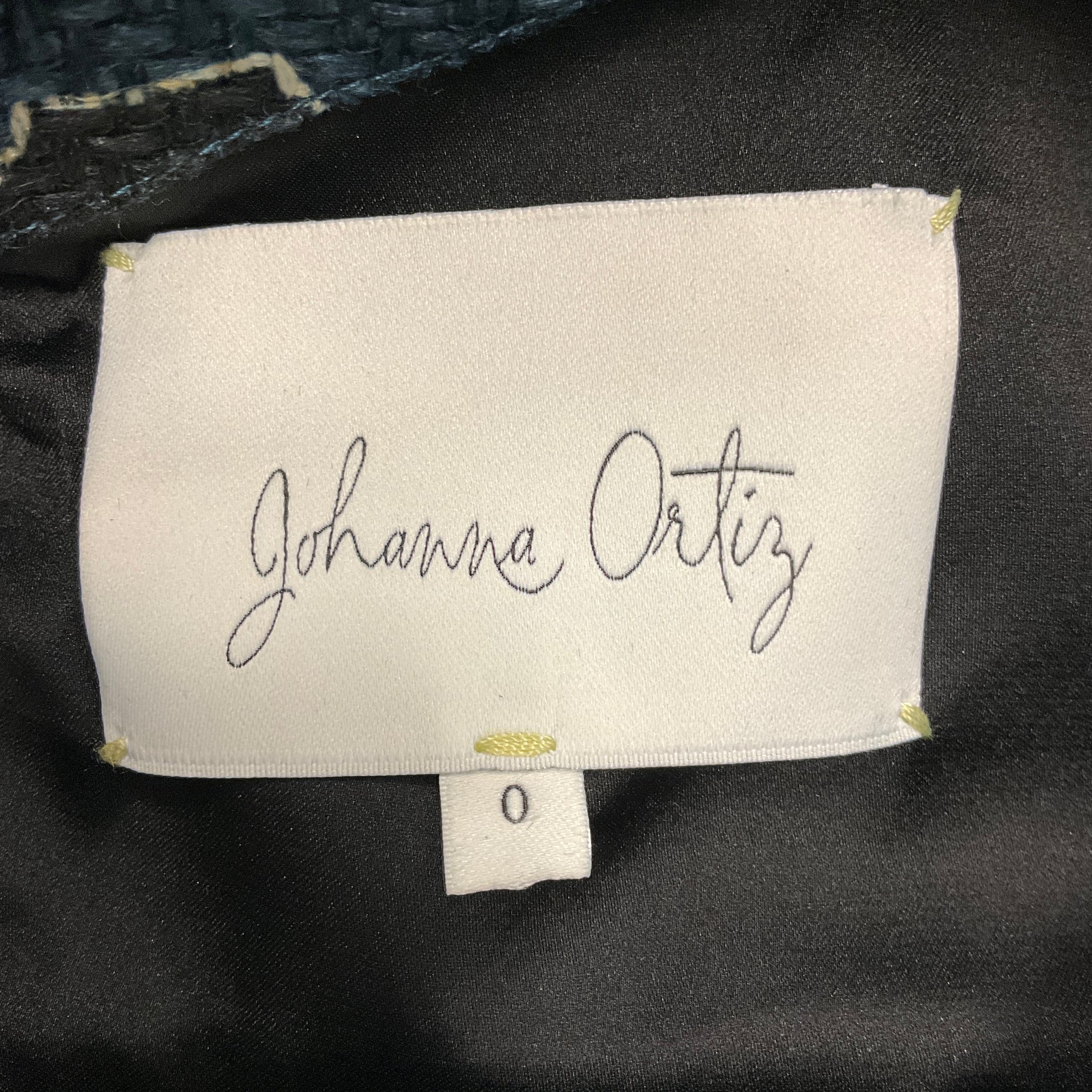 Johanna Ortiz Navy / Black Rito Ancestral Ruffled Hem Midi Cocktail Dress