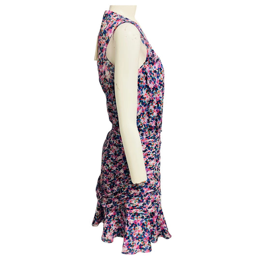 Veronica Beard Cream Multi Cayson Floral Silk Mini Dress