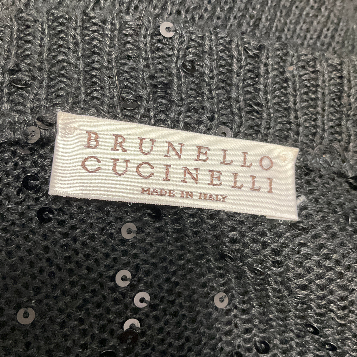 Brunello Cucinelli Black Linen Silk Paillette Cropped Cardigan