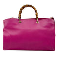 Load image into Gallery viewer, Gucci Bright Bougainvillea Pebbled Calfskin Large Bamboo Shopper Tote
