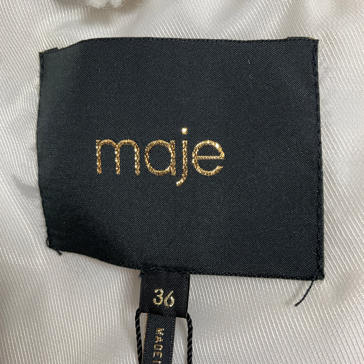 Maje White Blanche Looped Faux Fur Jacket
