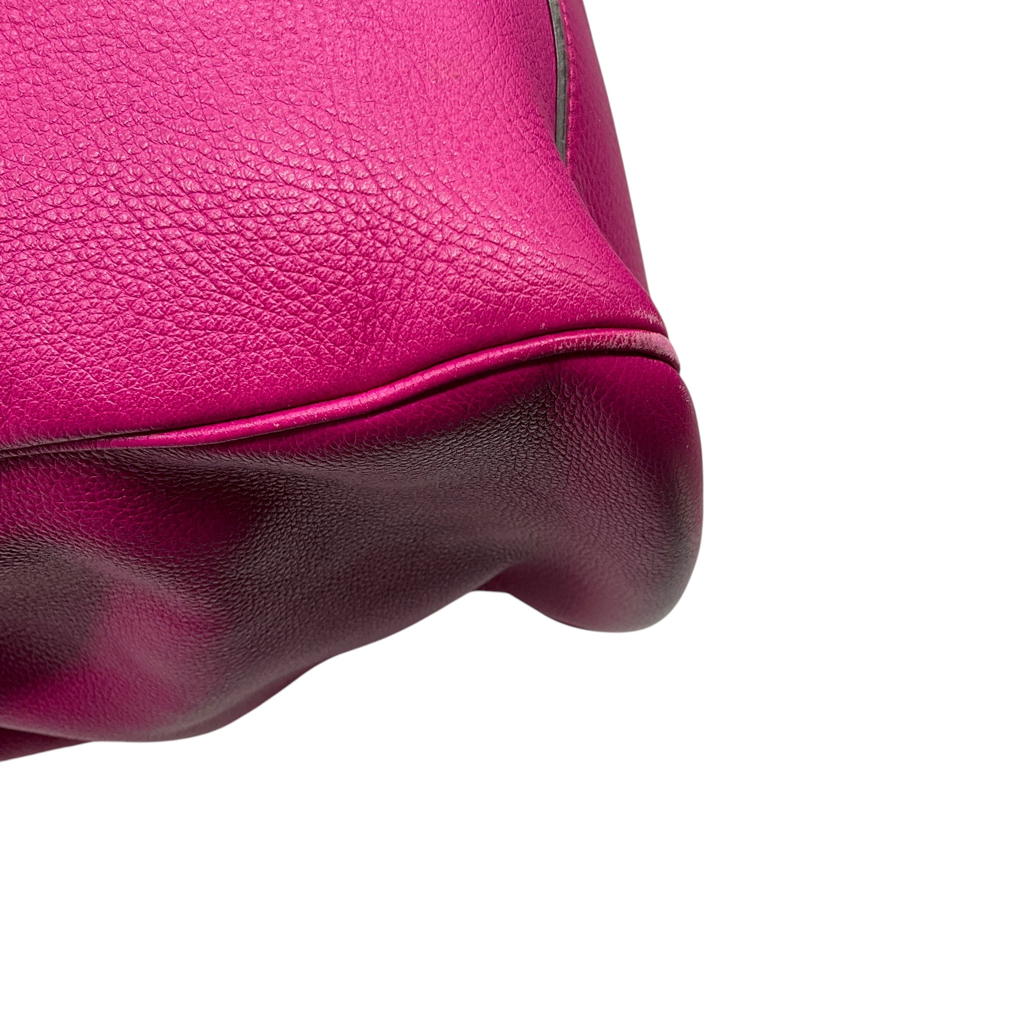 Gucci Bright Bougainvillea Pebbled Calfskin Large Bamboo Shopper Tote