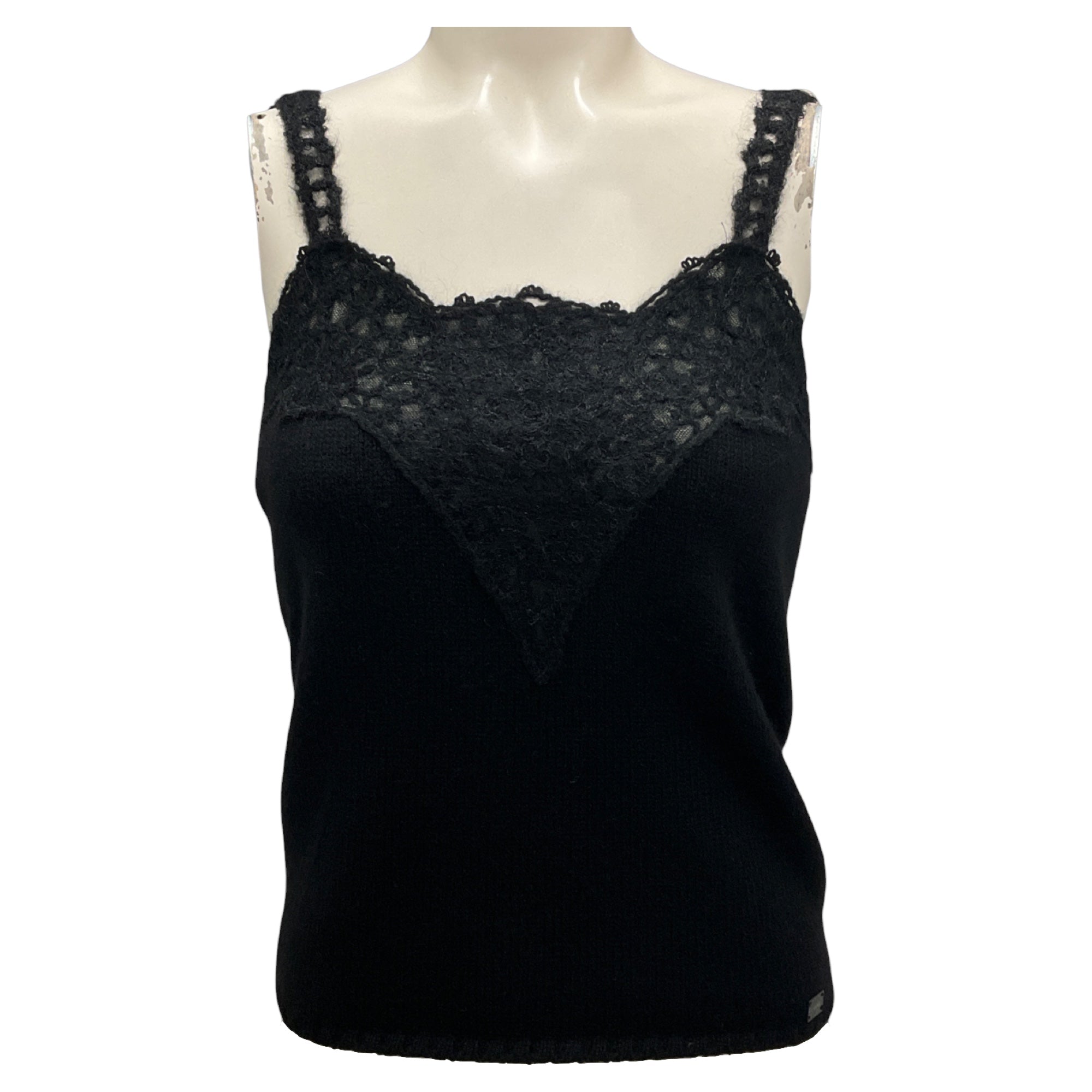 Chanel Black Vintage 2006 Cashmere and Mohair Cardigan and Top Two-Piece Set