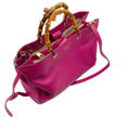 Load image into Gallery viewer, Gucci Bright Bougainvillea Pebbled Calfskin Large Bamboo Shopper Tote
