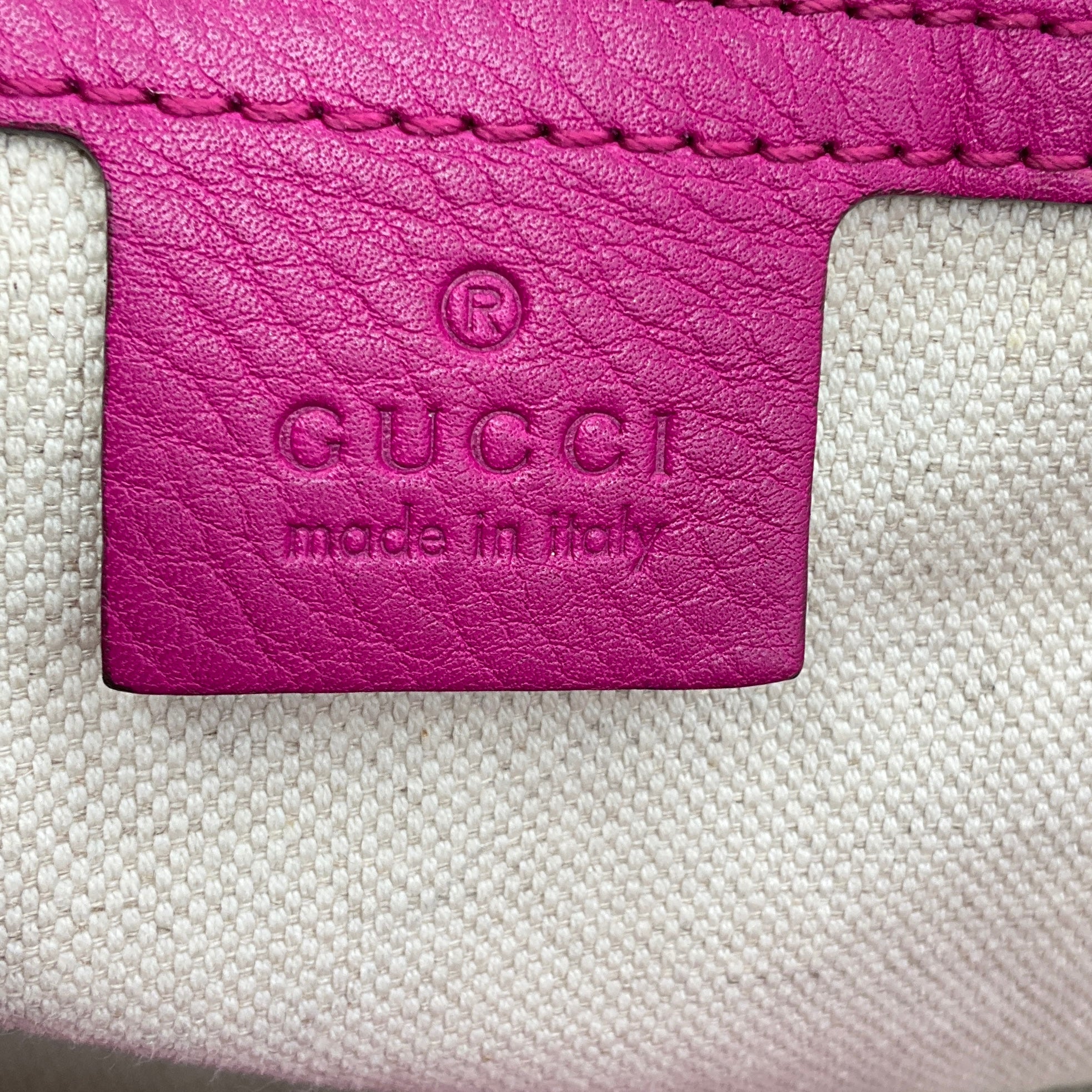 Gucci Bright Bougainvillea Pebbled Calfskin Large Bamboo Shopper Tote