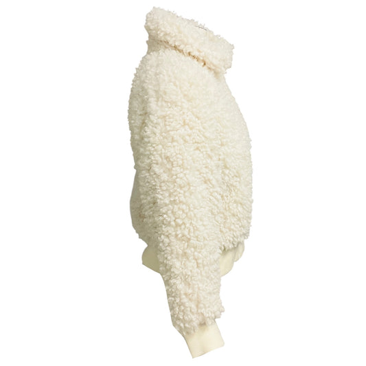 Maje White Blanche Looped Faux Fur Jacket