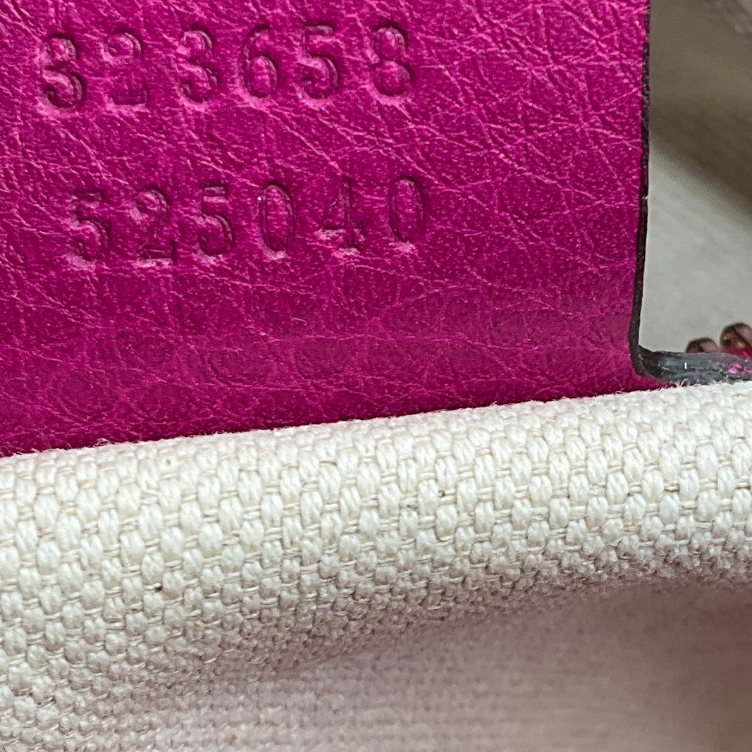 Gucci Bright Bougainvillea Pebbled Calfskin Large Bamboo Shopper Tote