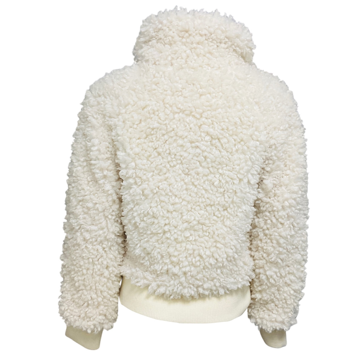 Maje White Blanche Looped Faux Fur Jacket