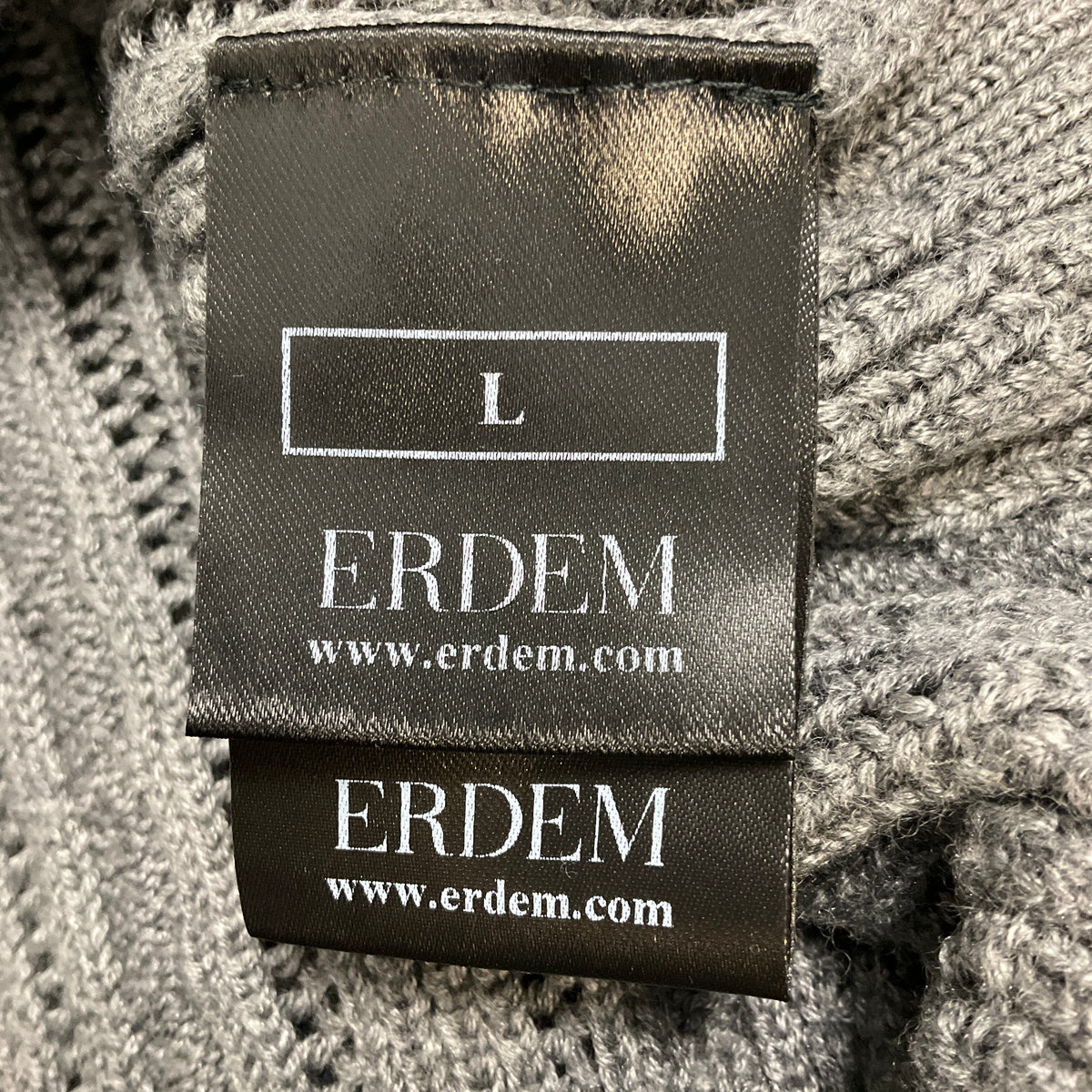 Erdem Grey / Black Floral Embroidered Wool and Silk Knit Estelle Cardigan