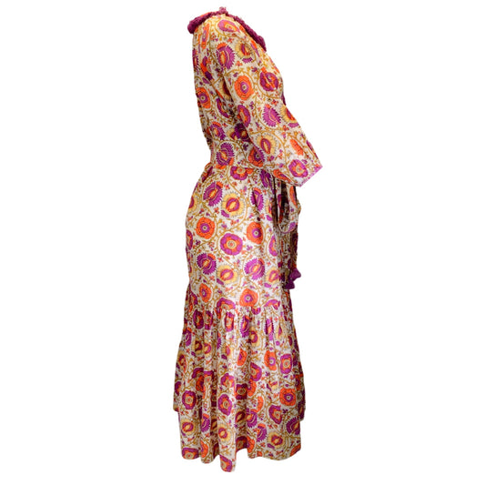 Figue Orange / Purple Multi Printed Belted Cotton Johanna Dress
