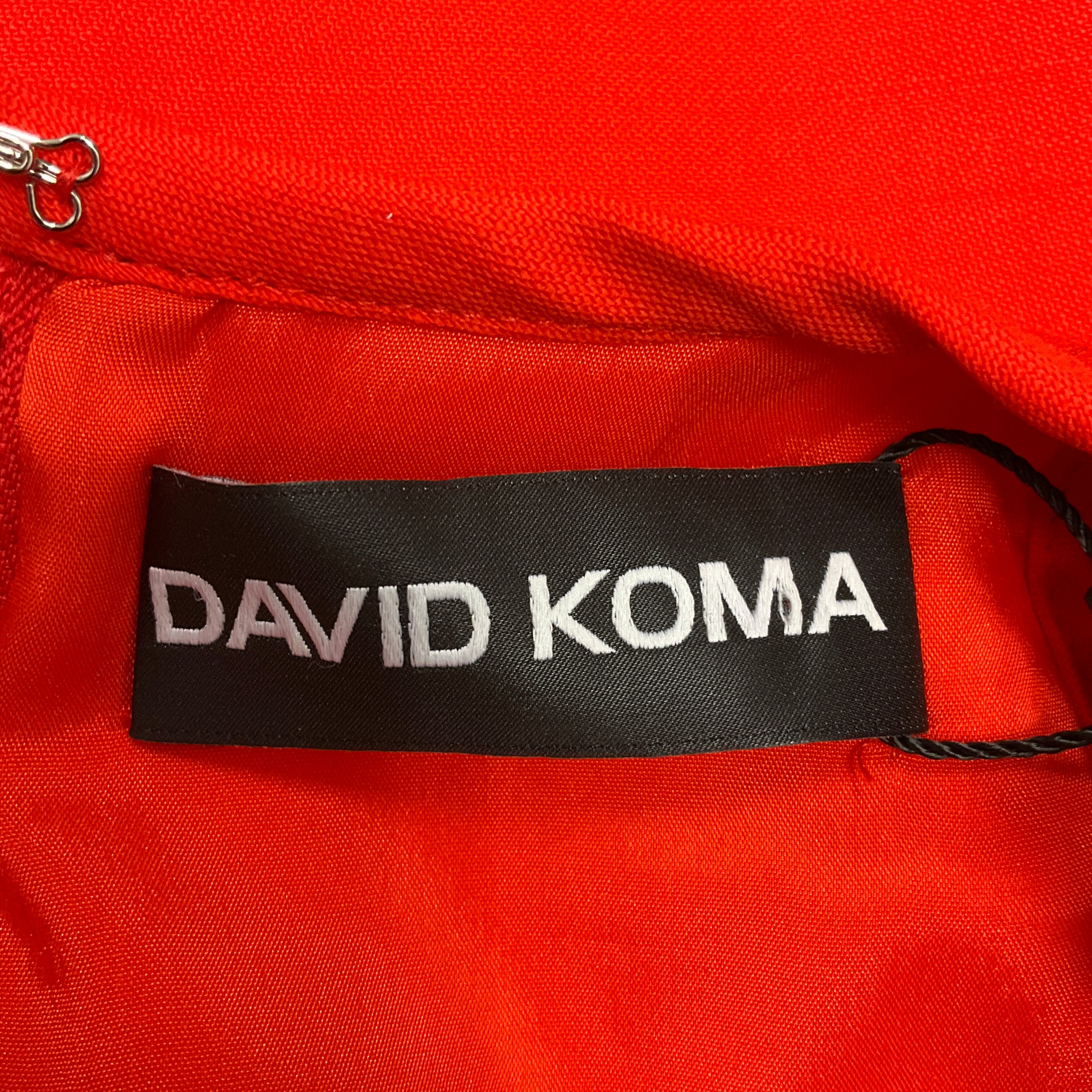 David Koma Orange Fringe Trim Detail Neckline Halter Top