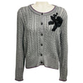 Load image into Gallery viewer, Erdem Grey / Black Floral Embroidered Wool and Silk Knit Estelle Cardigan
