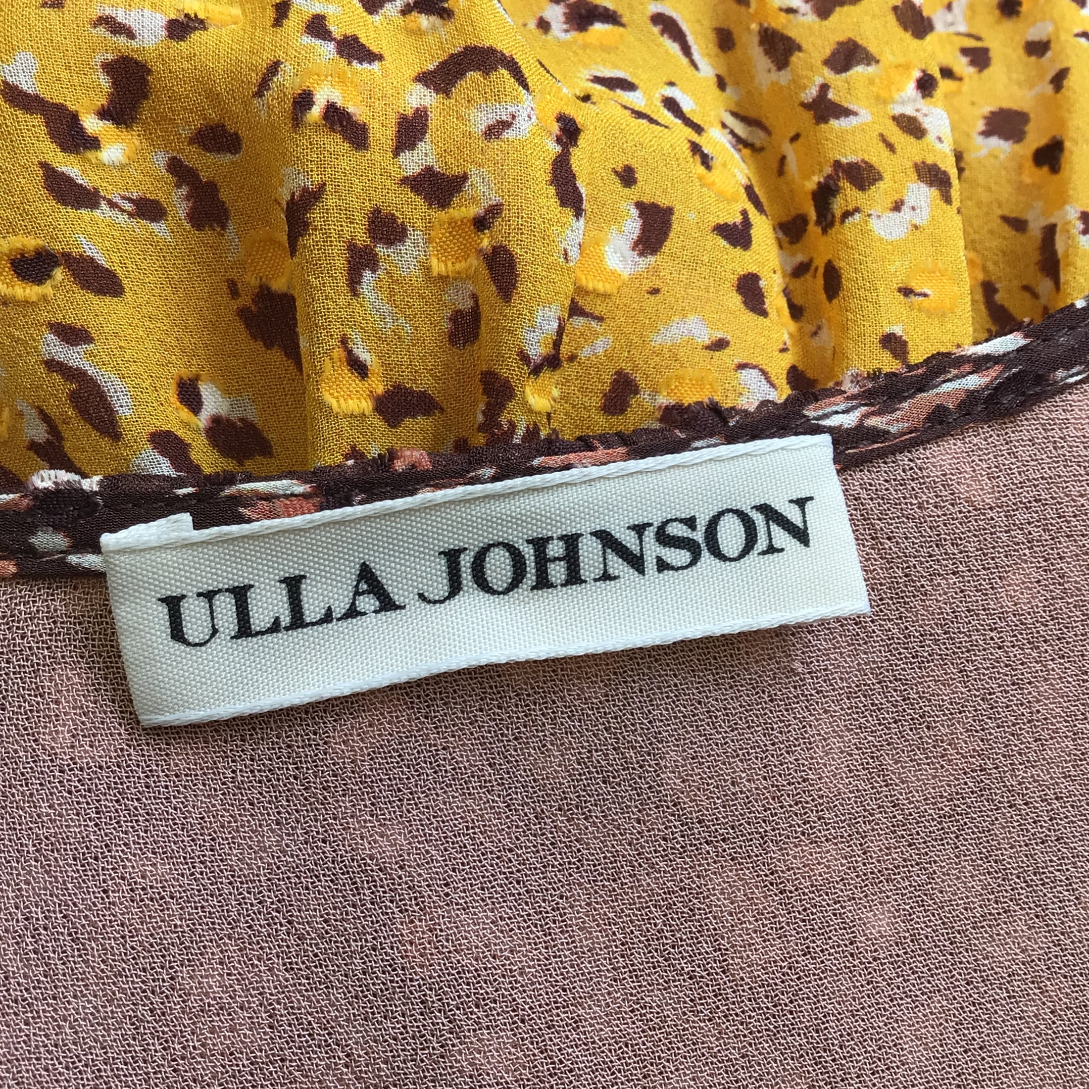 Ulla Johnson Brown / Green / Mustard Yellow Multi Printed Silk Midi Dress